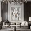 فسيفساء من حجر اليشم الجليدي مصنوعة يدويًا بإطار ذهبي لسمو الشيخ محمد بن زايد وسمو الشيخ زايد آل نهيان 120 × 160 سم Qp104